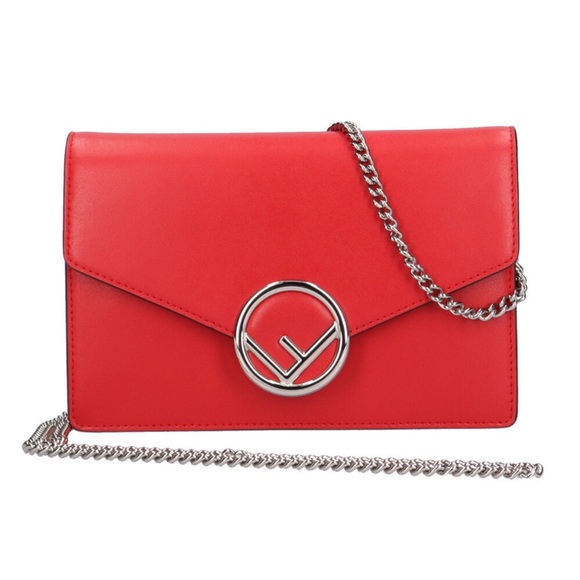 Fendi F is Fendi Chain Red Calfskin Leather Envelope Shoulder & Crossbody Bag ✨✨ - Picture 14 of 14